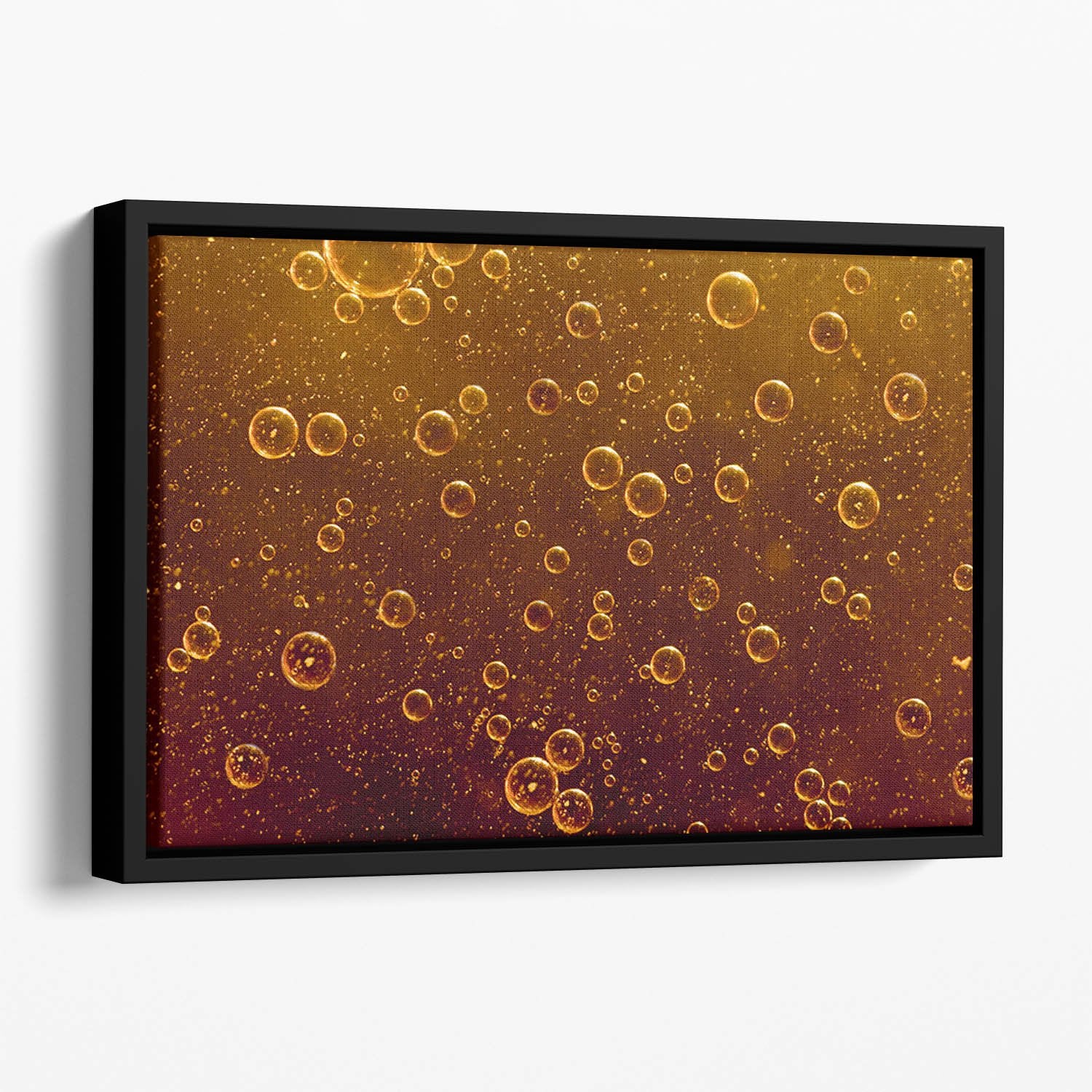 Rising orange bubbles Floating Framed Canvas