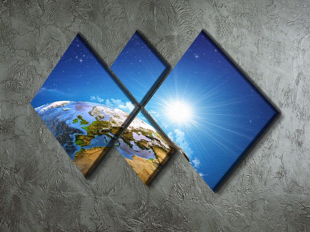 Rising sun over the Earth and its landforms 4 Square Multi Panel Canvas - Canvas Art Rocks - 2