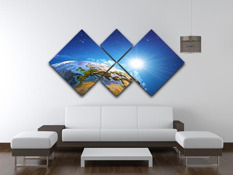 Rising sun over the Earth and its landforms 4 Square Multi Panel Canvas - Canvas Art Rocks - 3