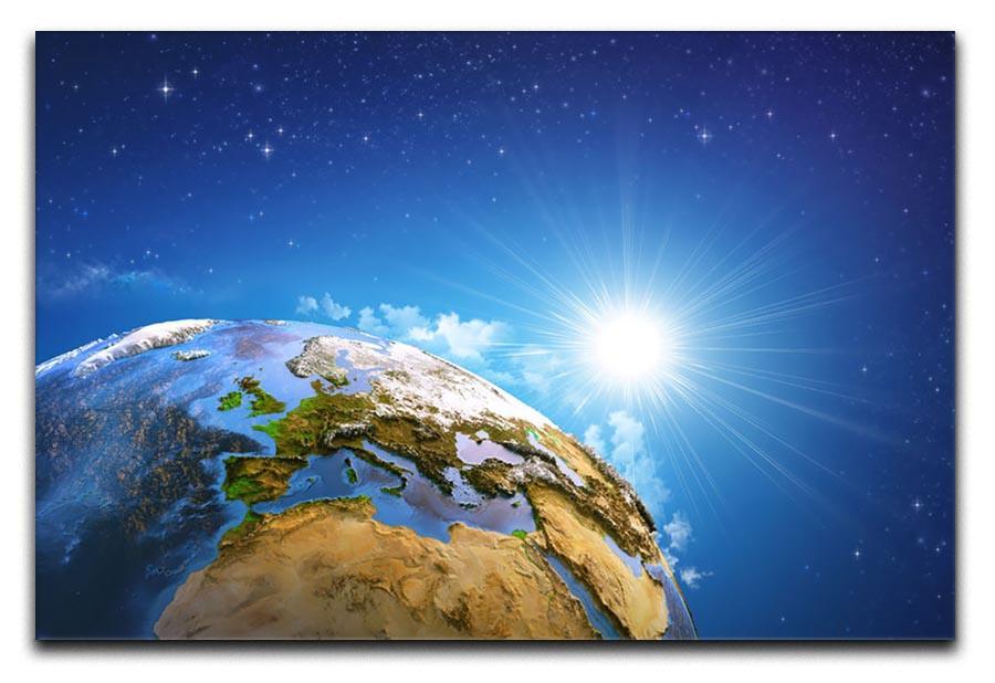 Rising sun over the Earth and its landforms Canvas Print or Poster  - Canvas Art Rocks - 1