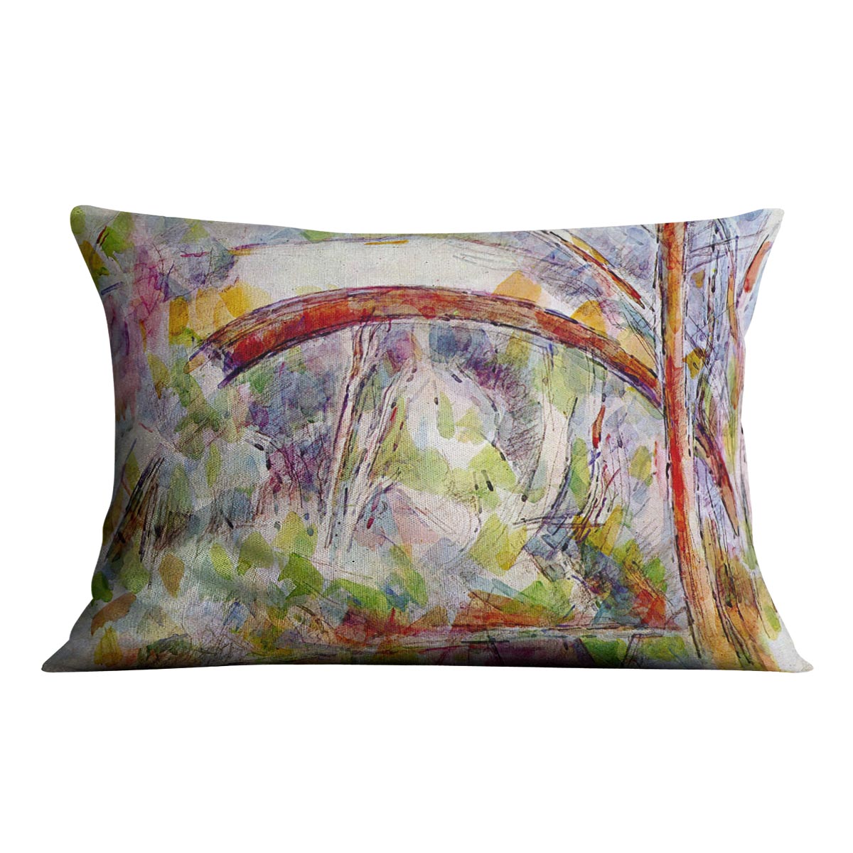 River at the Bridge of Three Sources by Cezanne Cushion - Canvas Art Rocks - 4