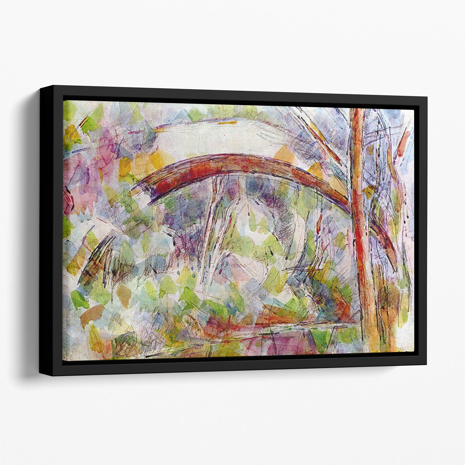 River at the Bridge of Three Sources by Cezanne Floating Framed Canvas - Canvas Art Rocks - 1
