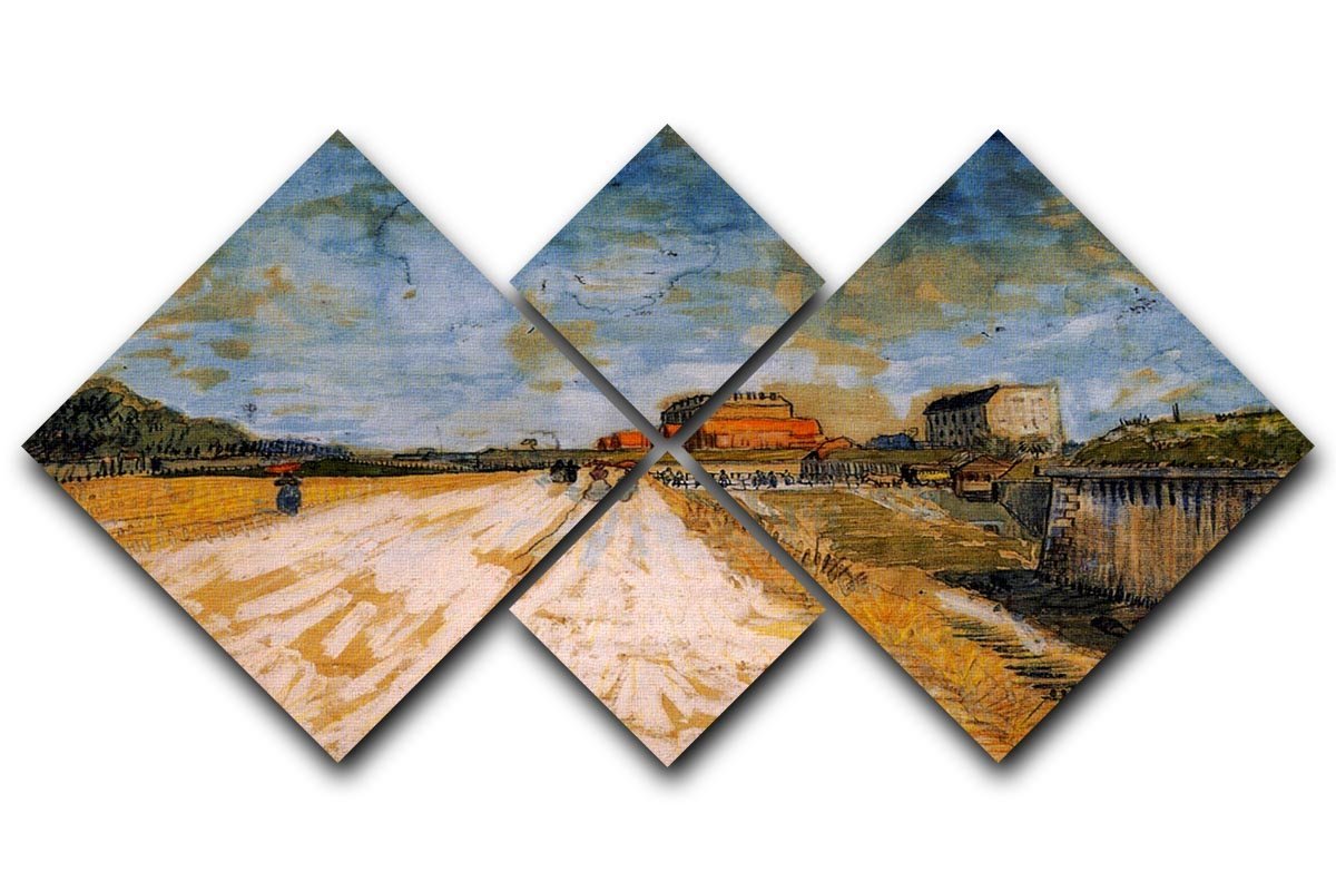 Road Running Beside the Paris Ramparts by Van Gogh 4 Square Multi Panel Canvas  - Canvas Art Rocks - 1