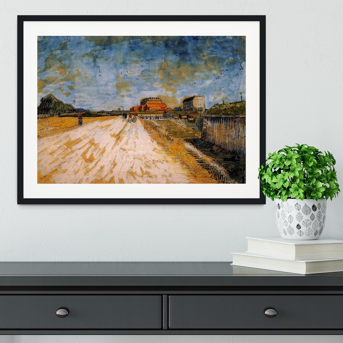 Road Running Beside the Paris Ramparts by Van Gogh Framed Print - Canvas Art Rocks - 1