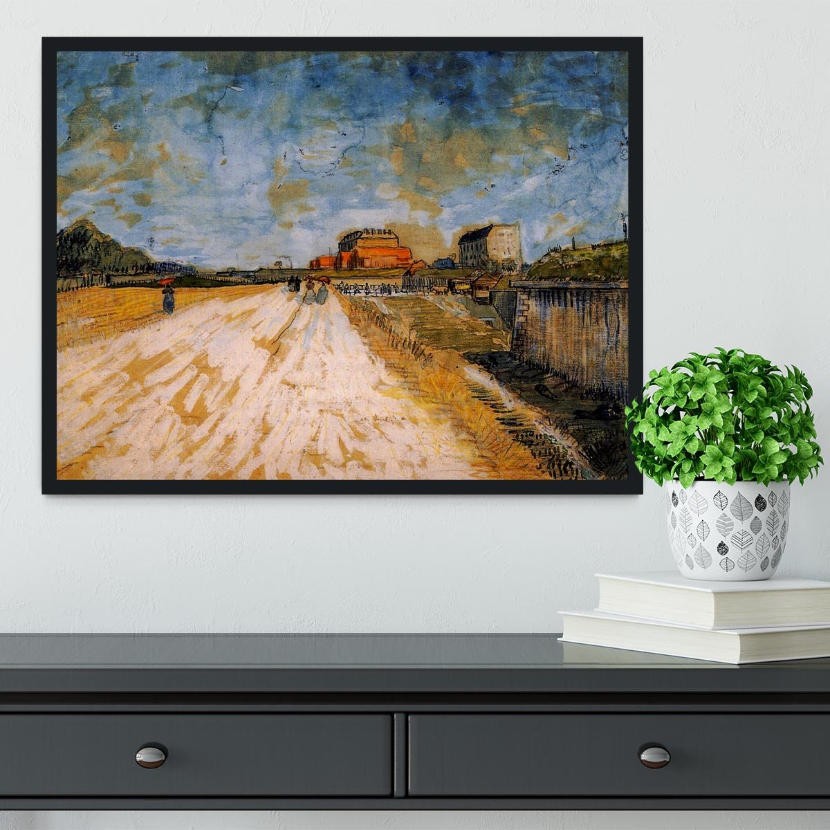 Road Running Beside the Paris Ramparts by Van Gogh Framed Print - Canvas Art Rocks - 2