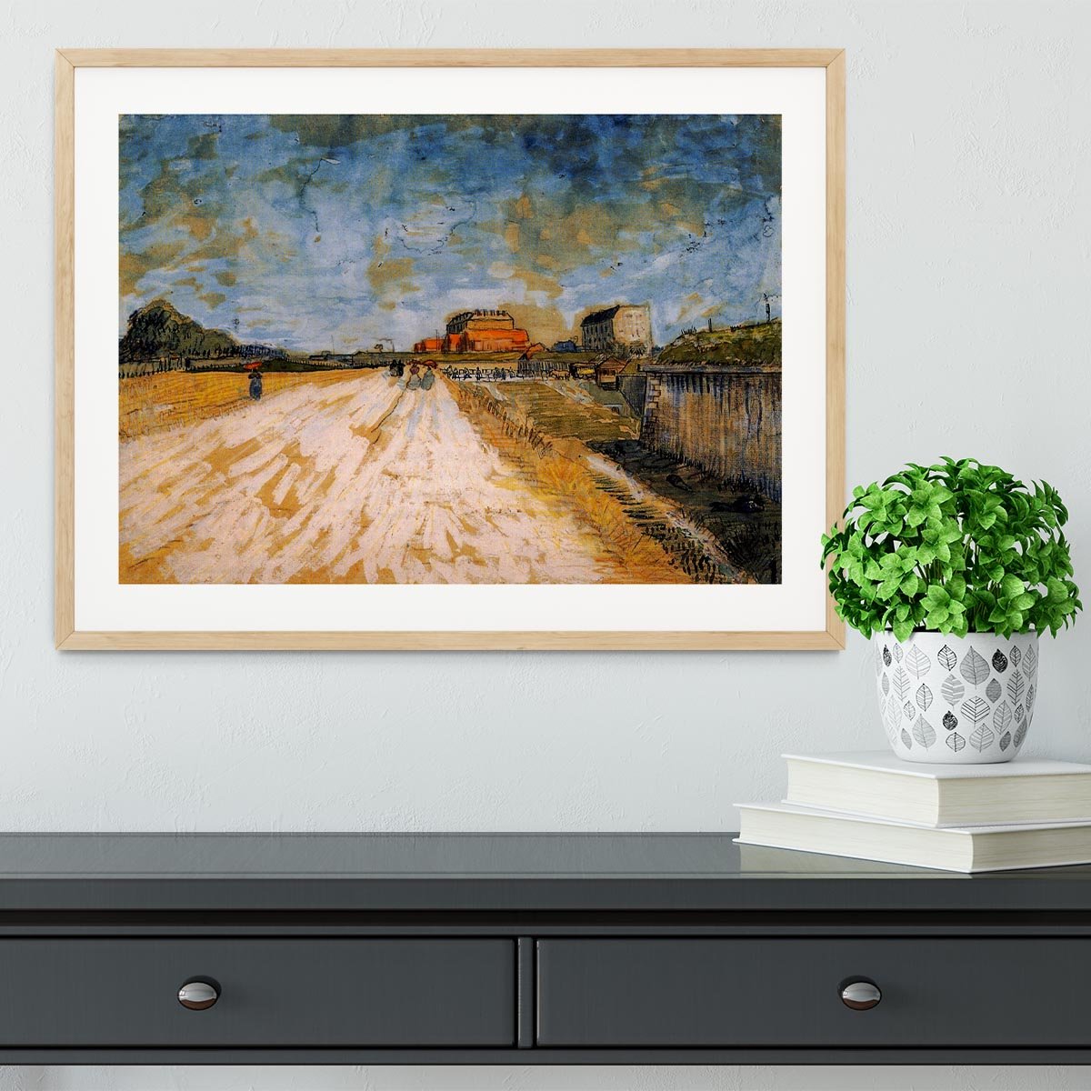 Road Running Beside the Paris Ramparts by Van Gogh Framed Print - Canvas Art Rocks - 3