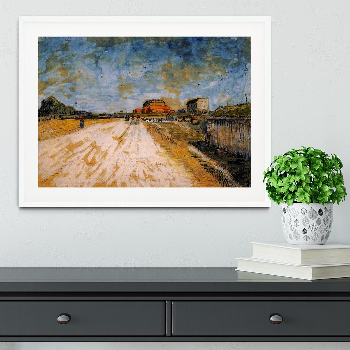 Road Running Beside the Paris Ramparts by Van Gogh Framed Print - Canvas Art Rocks - 5