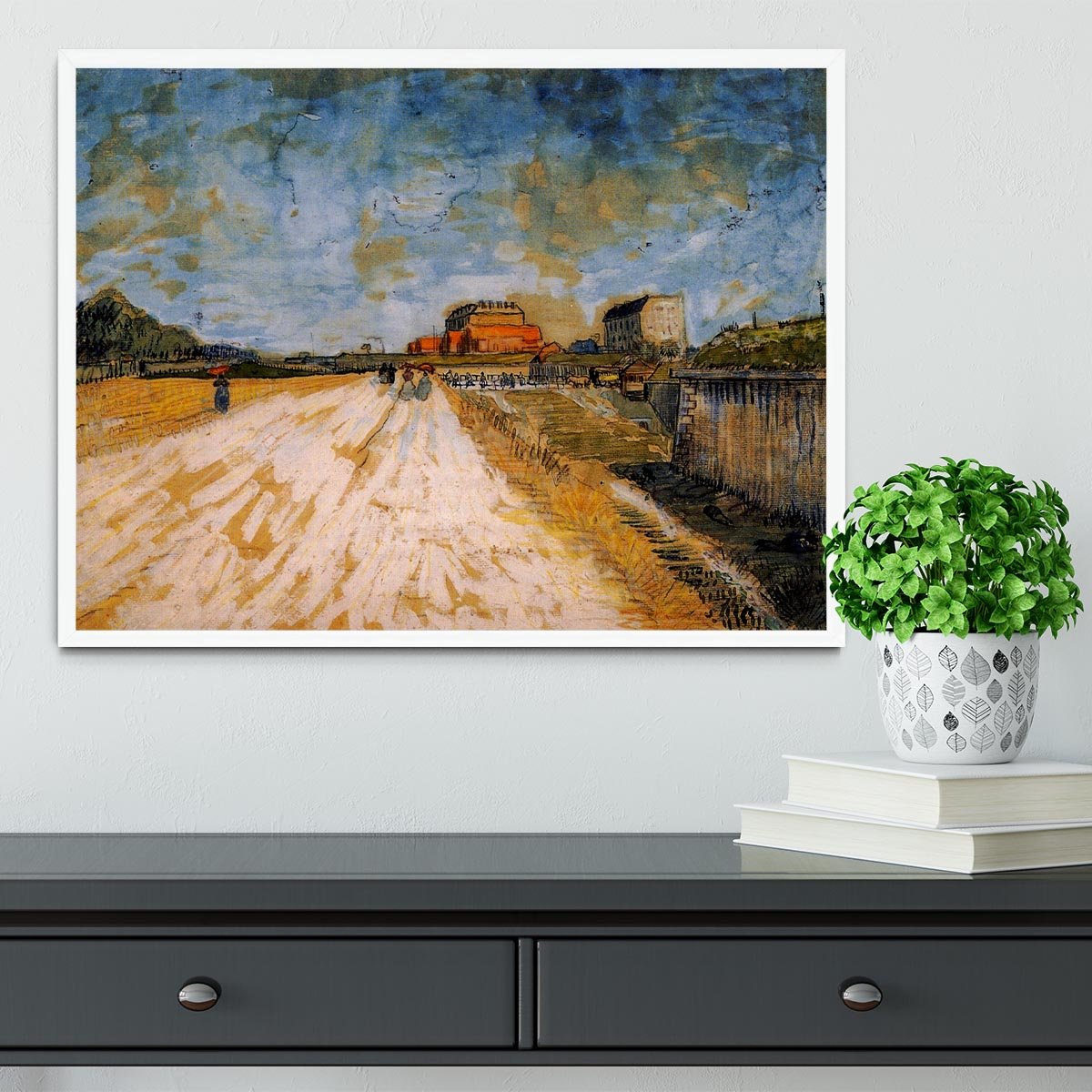 Road Running Beside the Paris Ramparts by Van Gogh Framed Print - Canvas Art Rocks -6