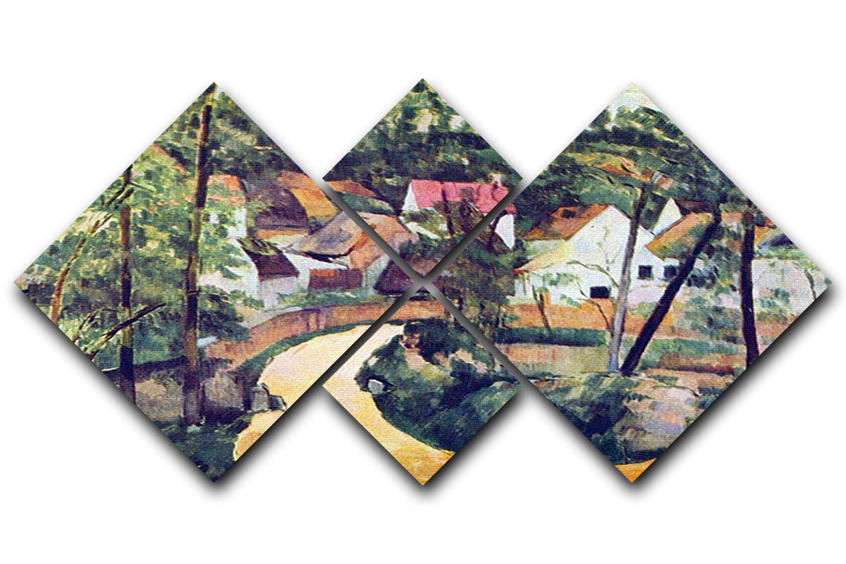 Road bend by Cezanne 4 Square Multi Panel Canvas - Canvas Art Rocks - 1