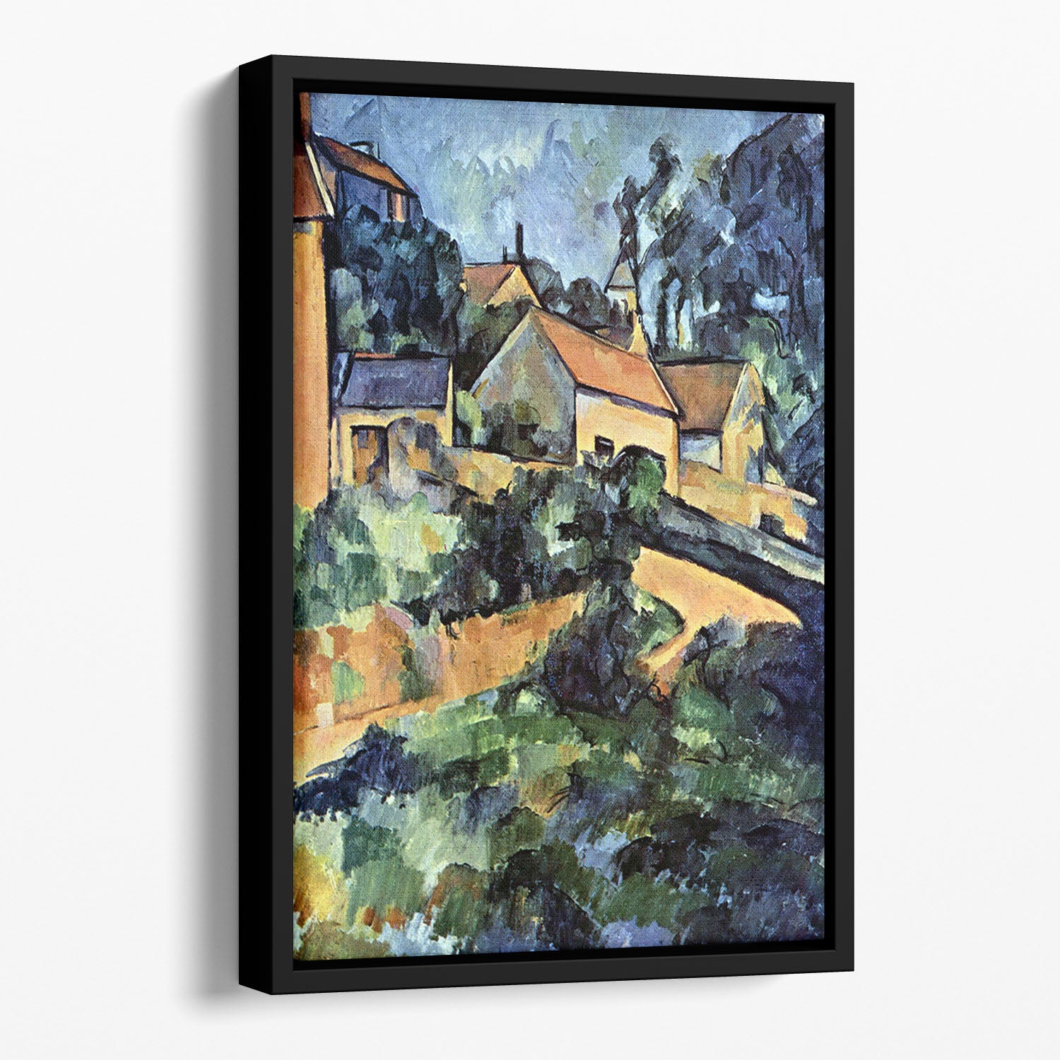 Road curve in Montgeroult by Cezanne Floating Framed Canvas - Canvas Art Rocks - 1