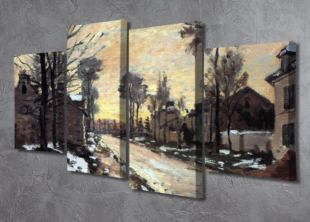 Road to Louveciennes melting snow children sunset by Monet 4 Split Panel Canvas - Canvas Art Rocks - 2