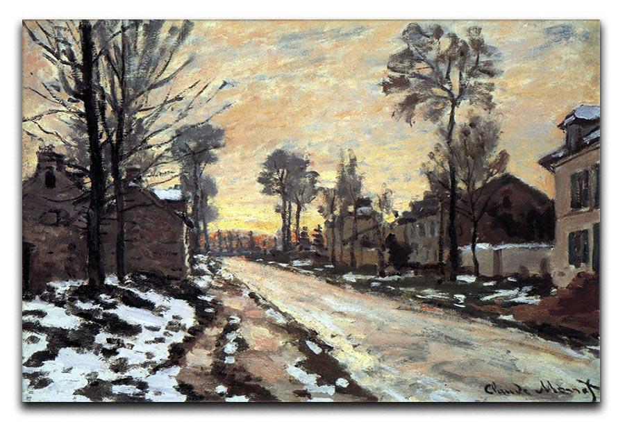 Road to Louveciennes melting snow children sunset by Monet Canvas Print & Poster  - Canvas Art Rocks - 1