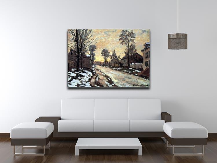 Road to Louveciennes melting snow children sunset by Monet Canvas Print & Poster - Canvas Art Rocks - 4