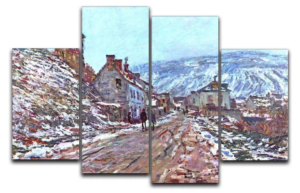 Road to Vetheuil in winter by Monet 4 Split Panel Canvas  - Canvas Art Rocks - 1