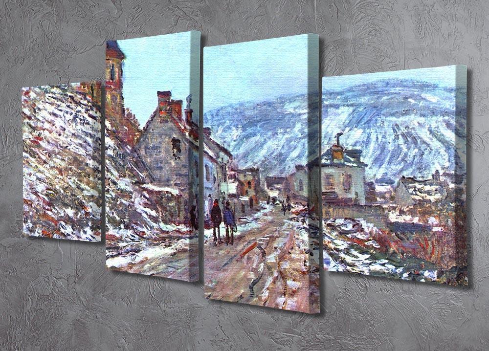 Road to Vetheuil in winter by Monet 4 Split Panel Canvas - Canvas Art Rocks - 2
