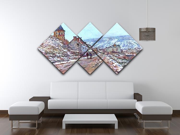Road to Vetheuil in winter by Monet 4 Square Multi Panel Canvas - Canvas Art Rocks - 3