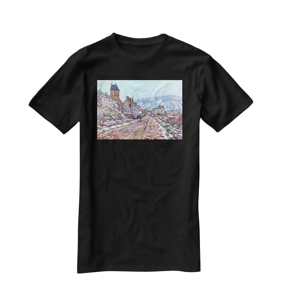 Road to Vetheuil in winter by Monet T-Shirt - Canvas Art Rocks - 1
