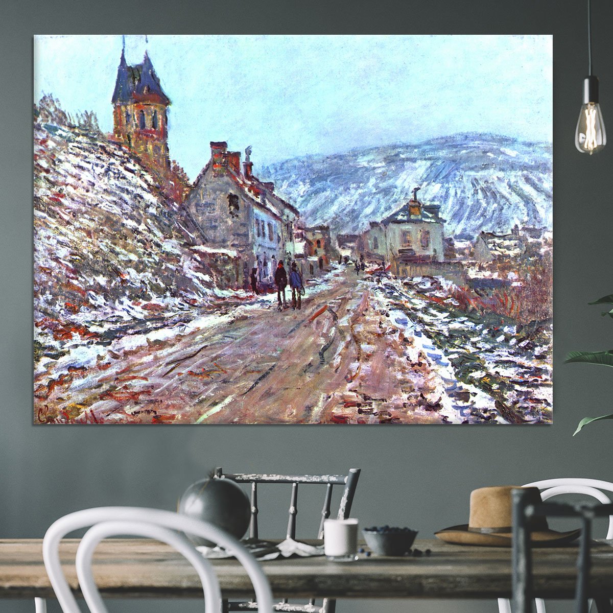 Road to Vetheuil in winter by Monet Canvas Print or Poster