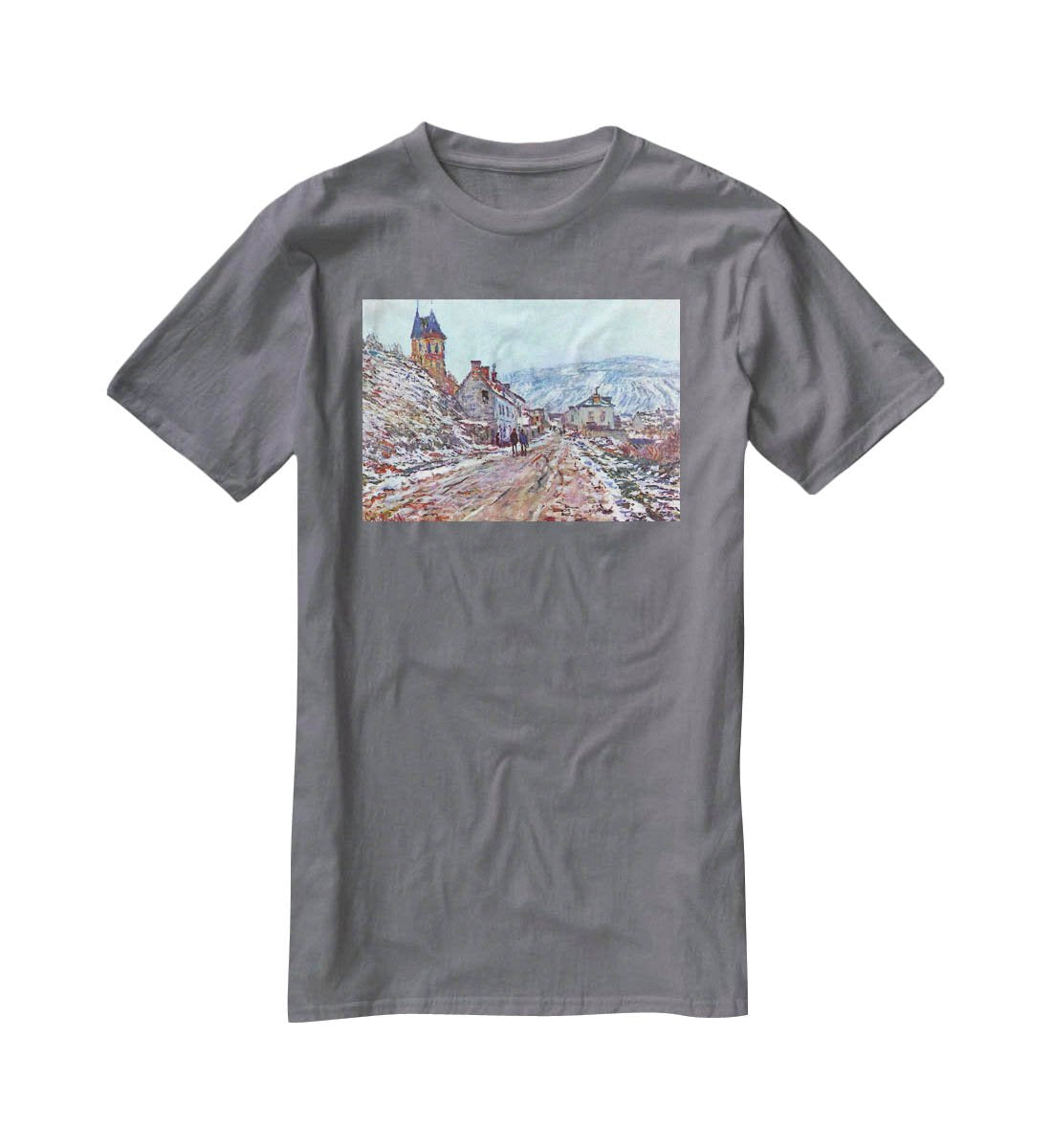 Road to Vetheuil in winter by Monet T-Shirt - Canvas Art Rocks - 3