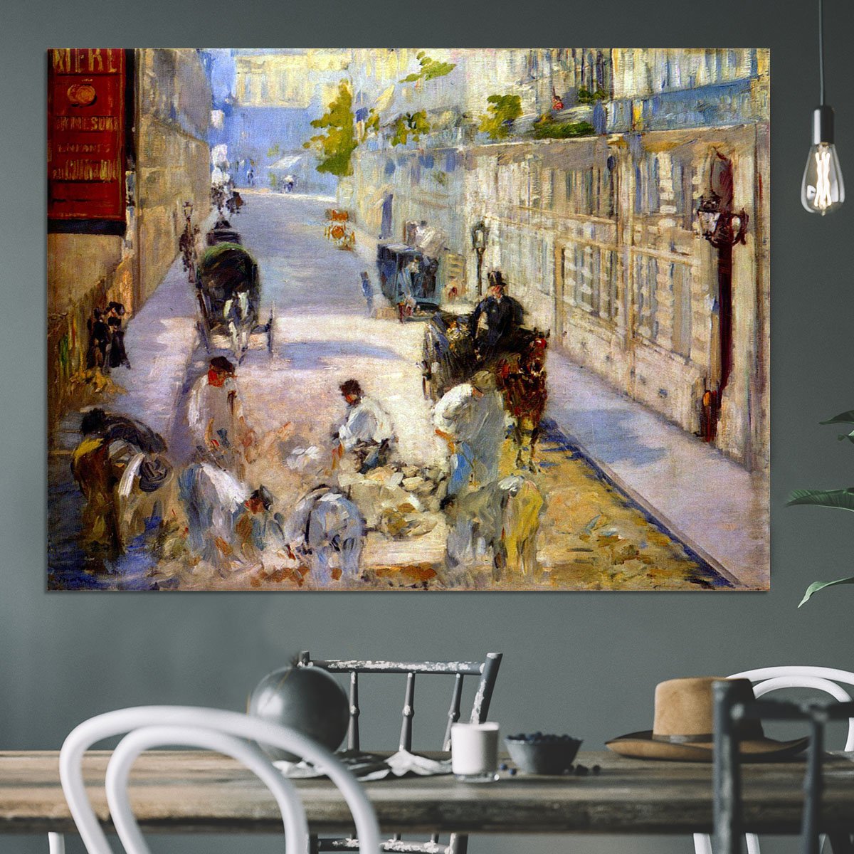 Road workers rue de Berne by Manet Canvas Print or Poster
