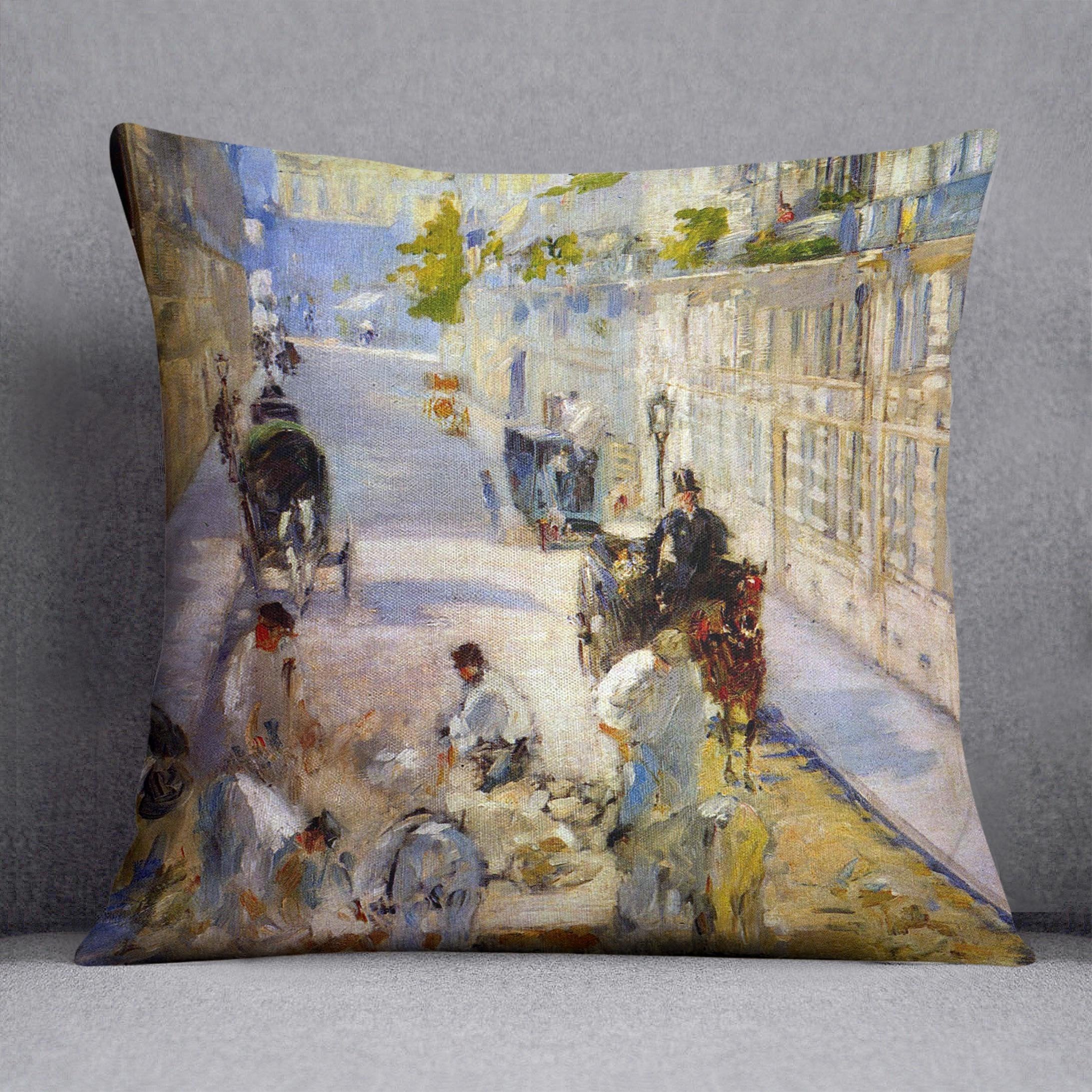 Road workers rue de Berne by Manet Throw Pillow