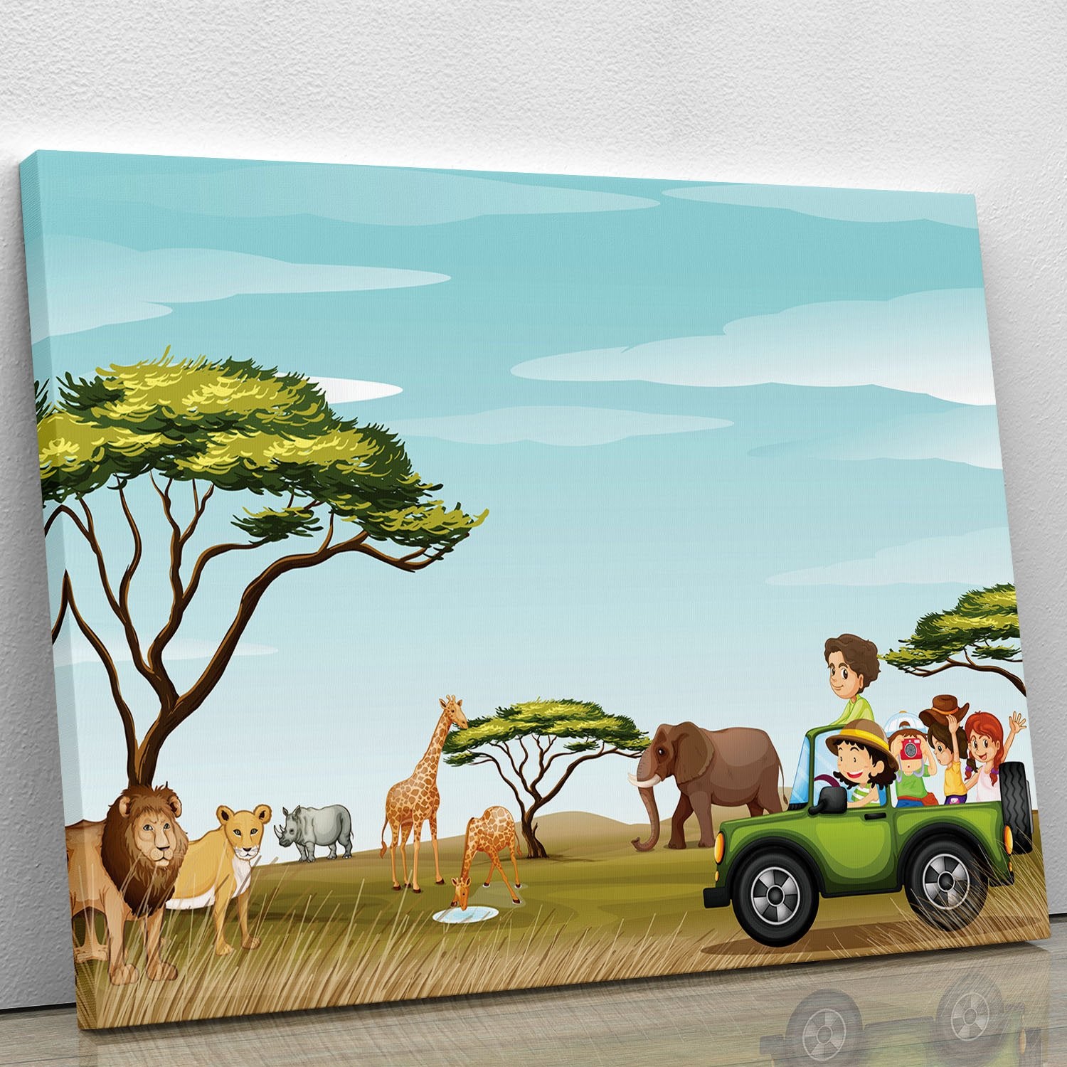 Roadtrip in the field full of animals Canvas Print or Poster