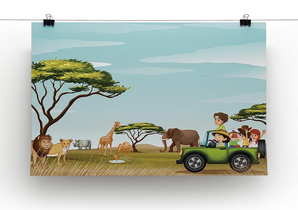 Roadtrip in the field full of animals Canvas Print or Poster - Canvas Art Rocks - 2