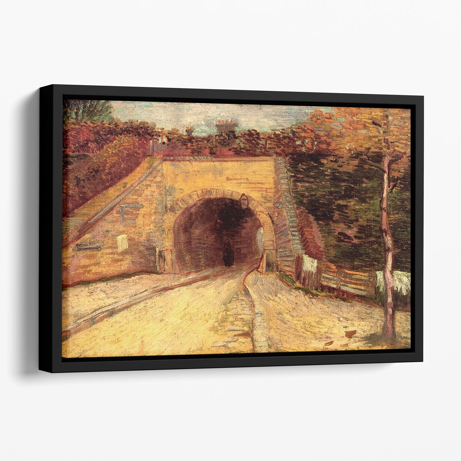 Roadway with Underpass The Viaduct by Van Gogh Floating Framed Canvas