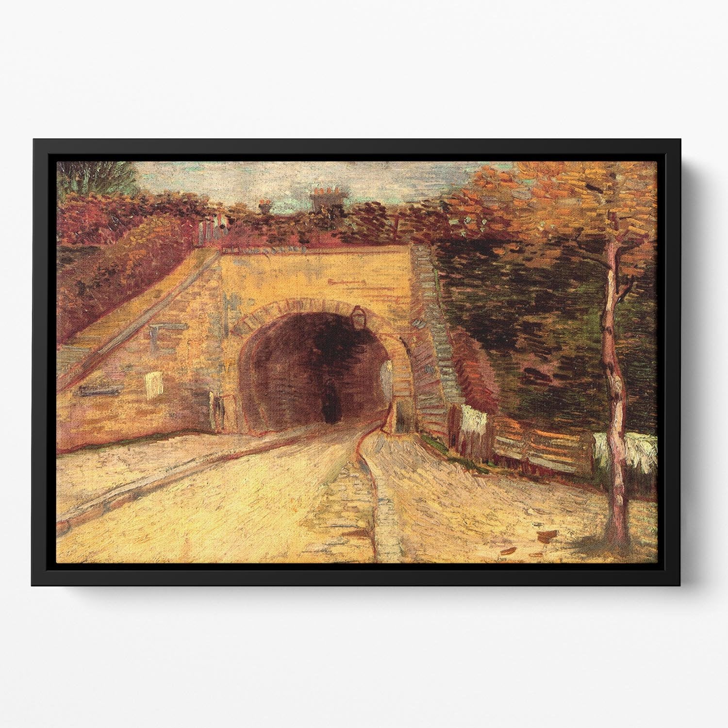 Roadway with Underpass The Viaduct by Van Gogh Floating Framed Canvas