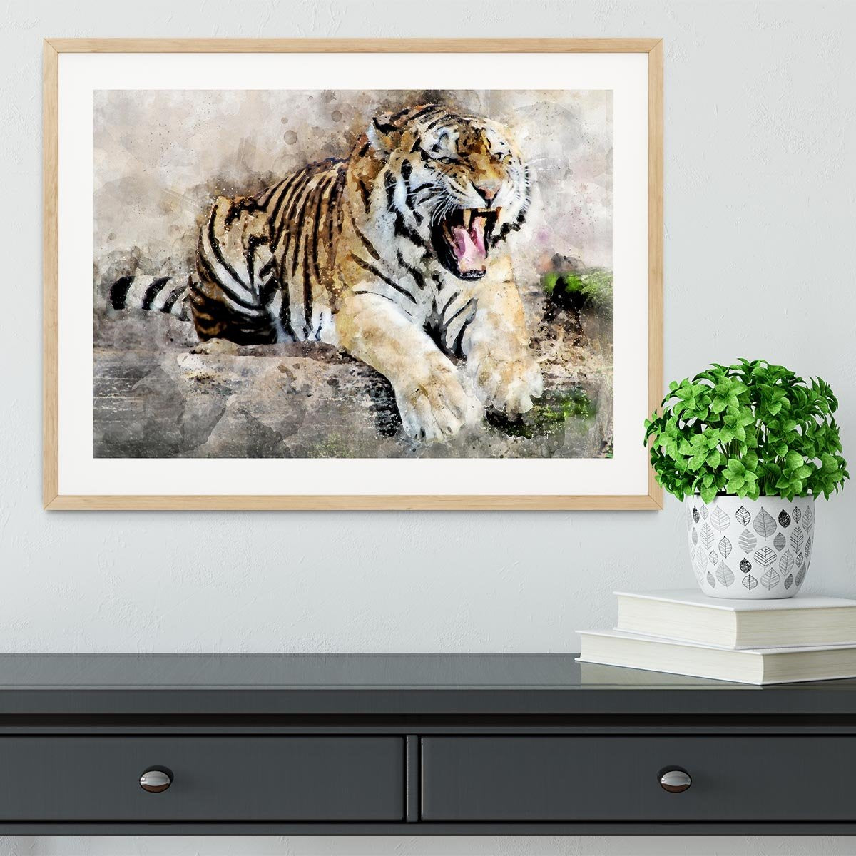 Roaring Tiger Framed Print - Canvas Art Rocks - 3