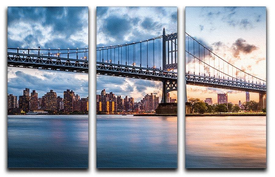 Robert F Kennedy Bridge 3 Split Panel Canvas Print - Canvas Art Rocks - 1