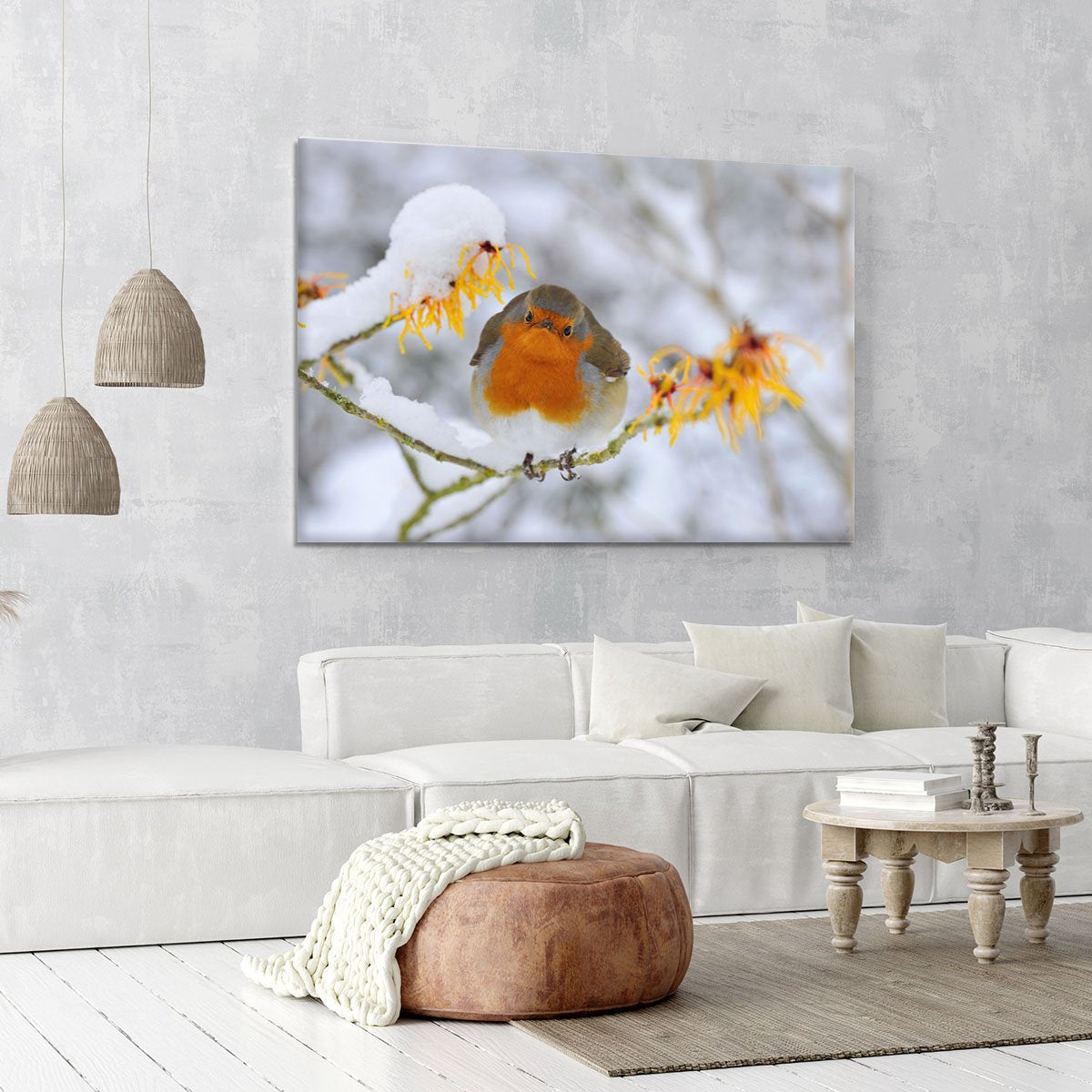 Robin in the Snow Canvas Print or Poster