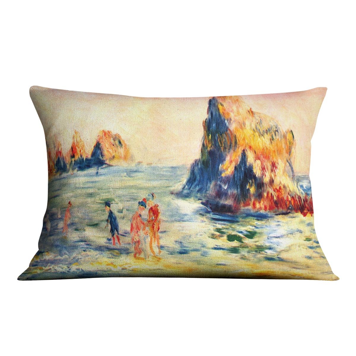 Rock cliffs in Guernsey by Renoir Throw Pillow