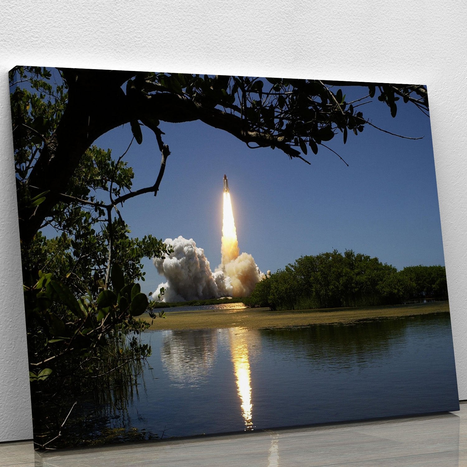 Rocket Over Lake Canvas Print or Poster