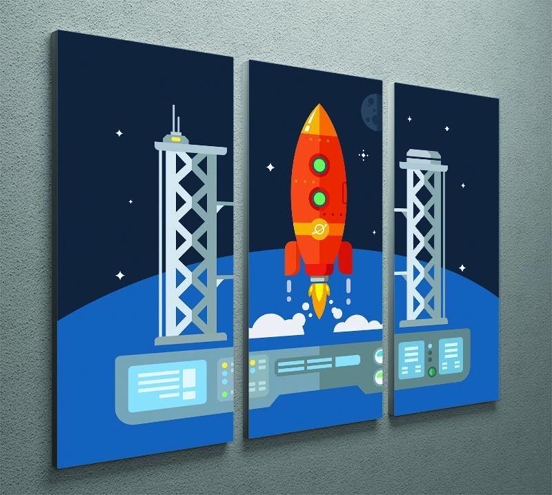 Rocket Startup Flat Desing Concept 3 Split Panel Canvas Print - Canvas Art Rocks - 2