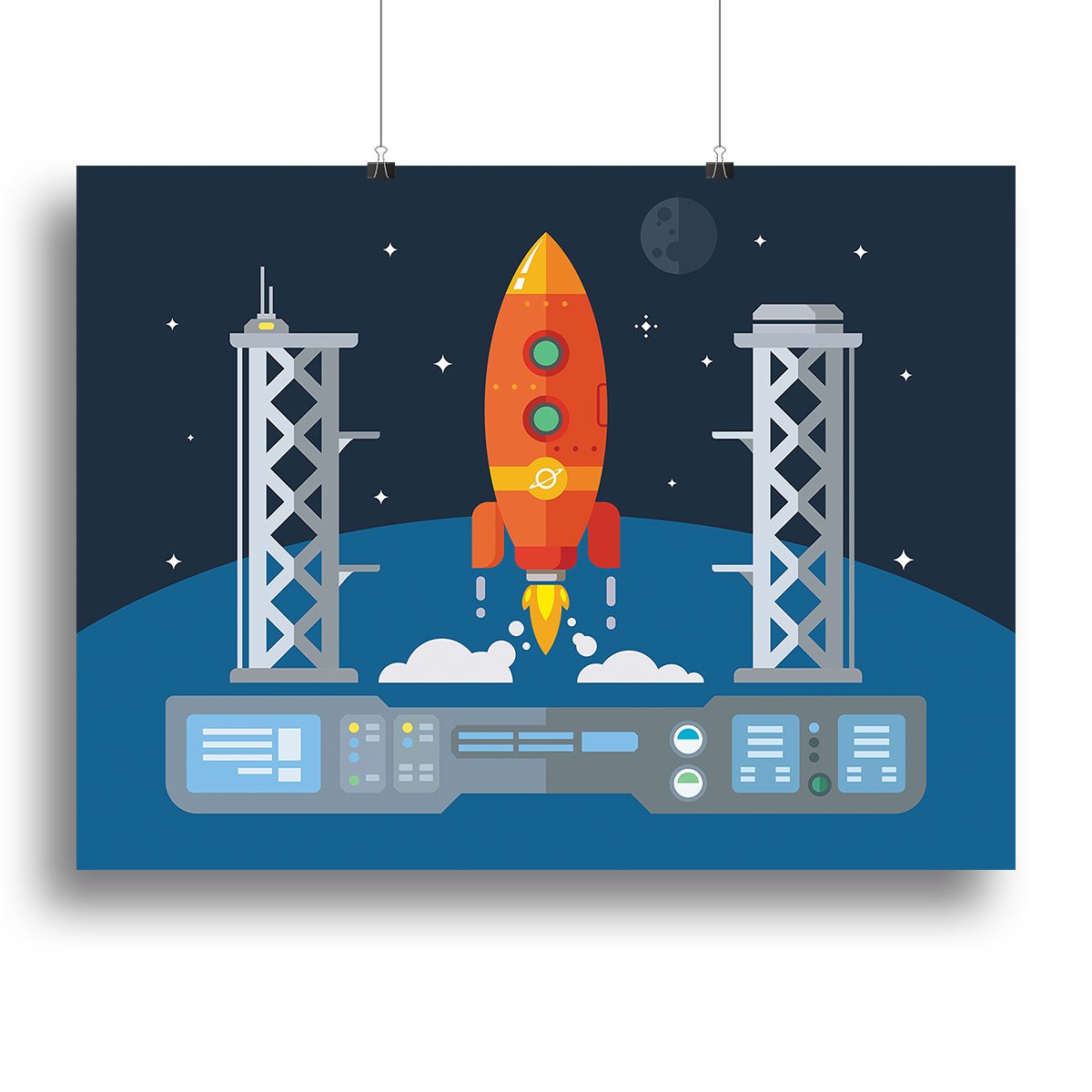 Rocket Startup Flat Desing Concept Canvas Print or Poster