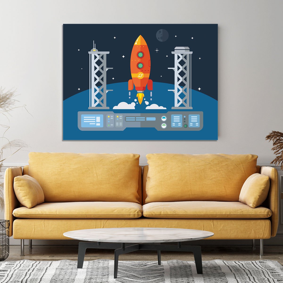 Rocket Startup Flat Desing Concept Canvas Print or Poster