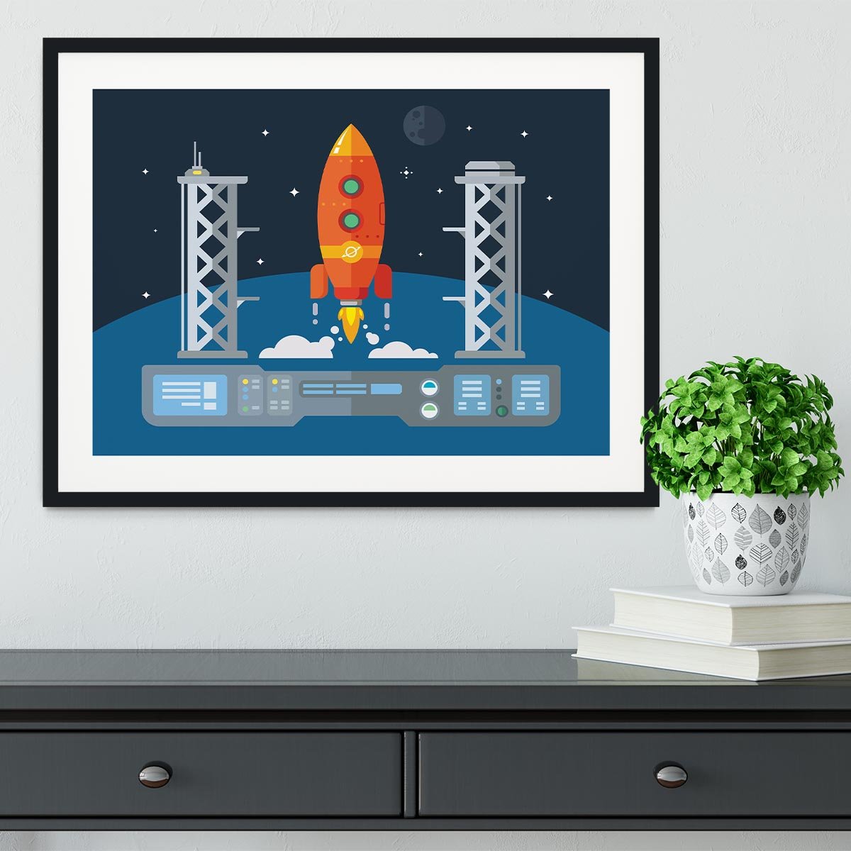 Rocket Startup Flat Desing Concept Framed Print - Canvas Art Rocks - 1