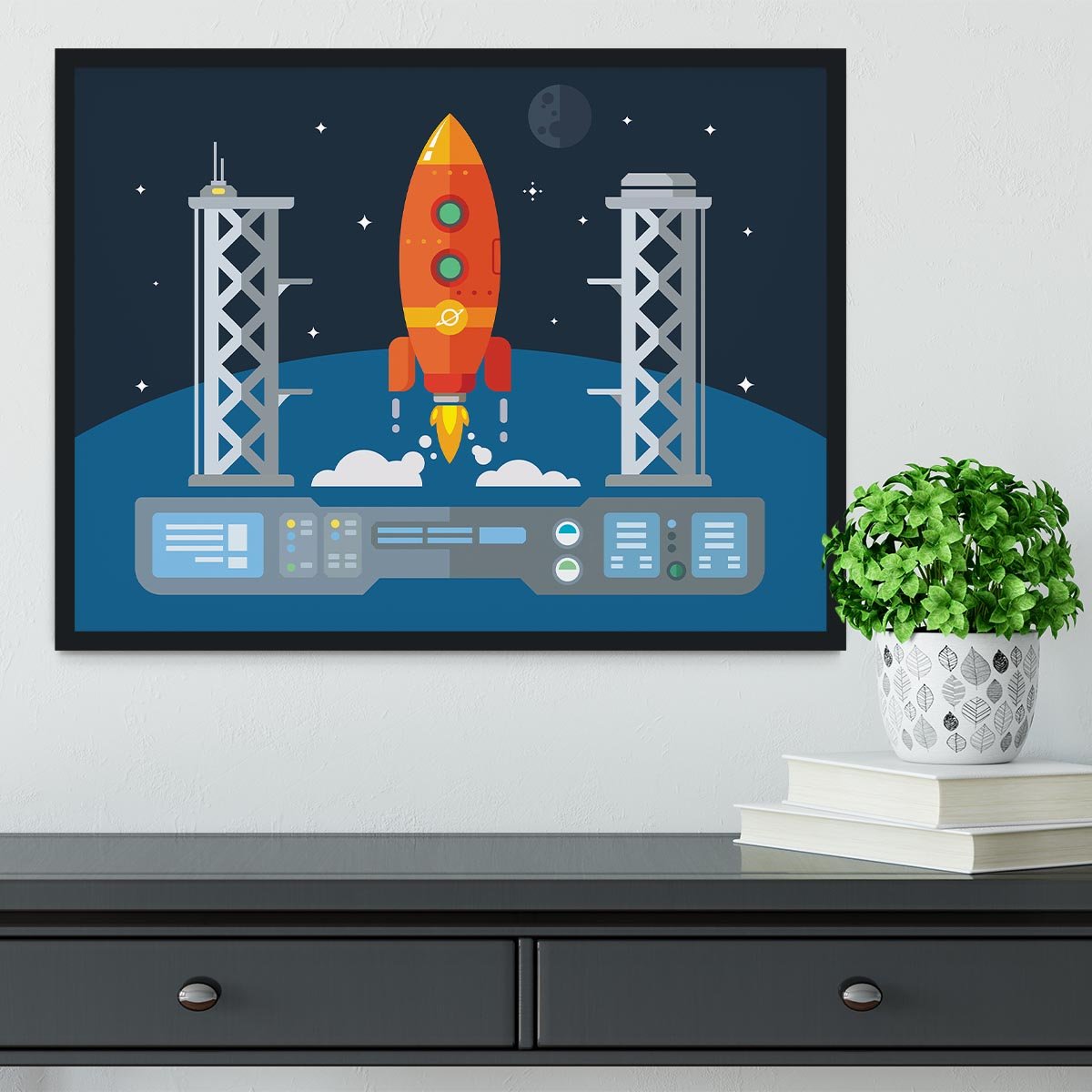 Rocket Startup Flat Desing Concept Framed Print - Canvas Art Rocks - 2