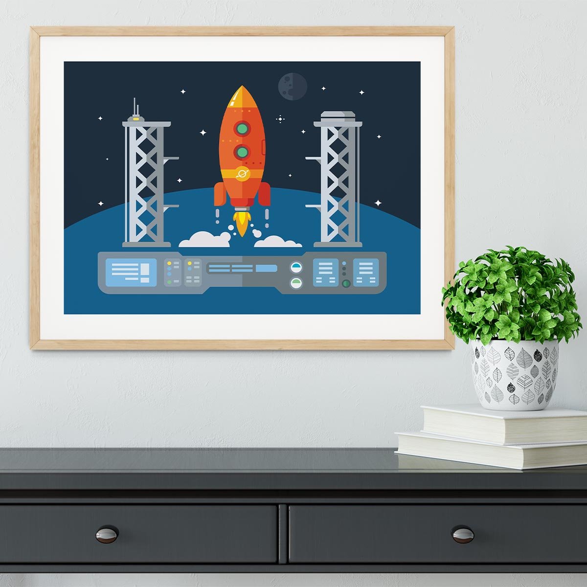 Rocket Startup Flat Desing Concept Framed Print - Canvas Art Rocks - 3