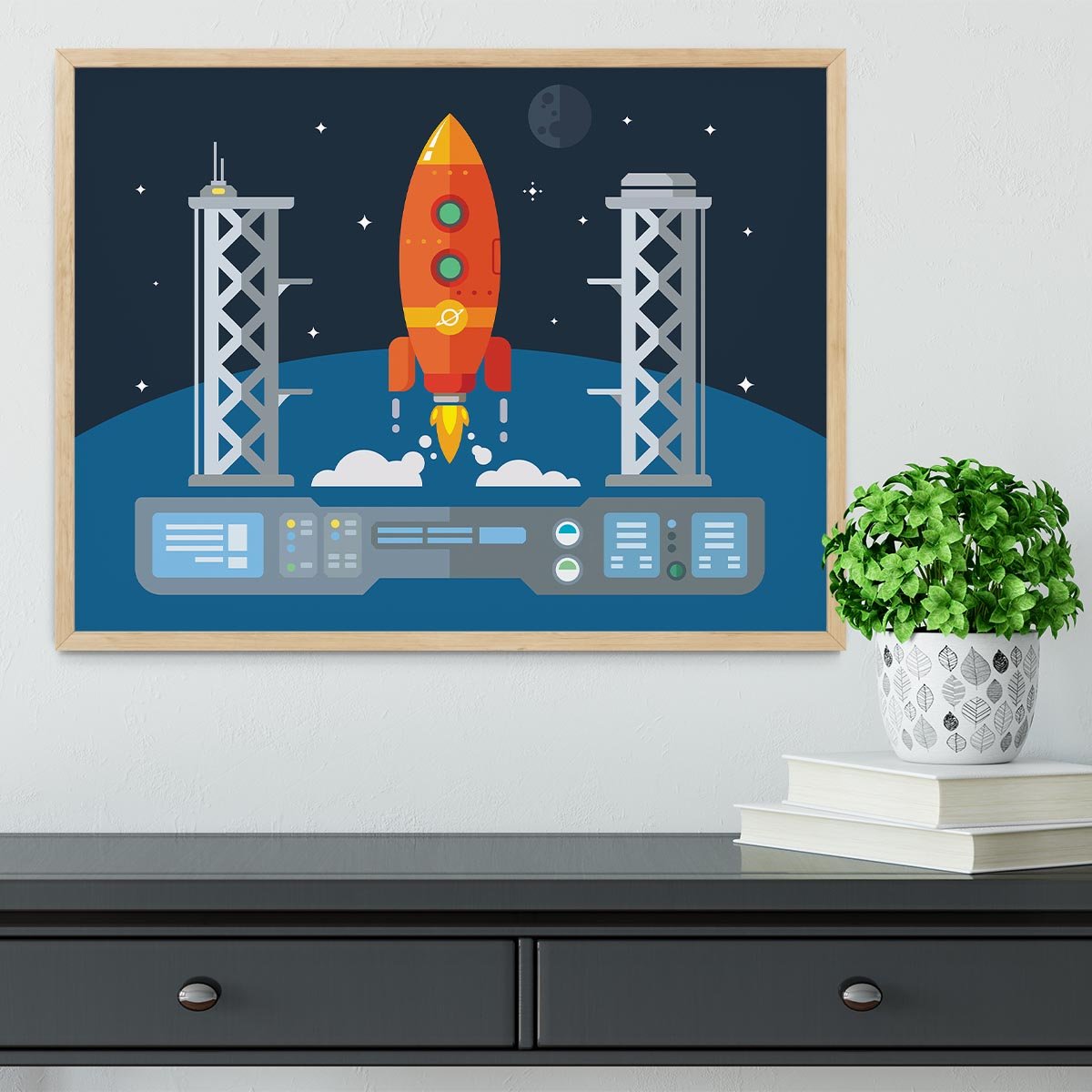 Rocket Startup Flat Desing Concept Framed Print - Canvas Art Rocks - 4