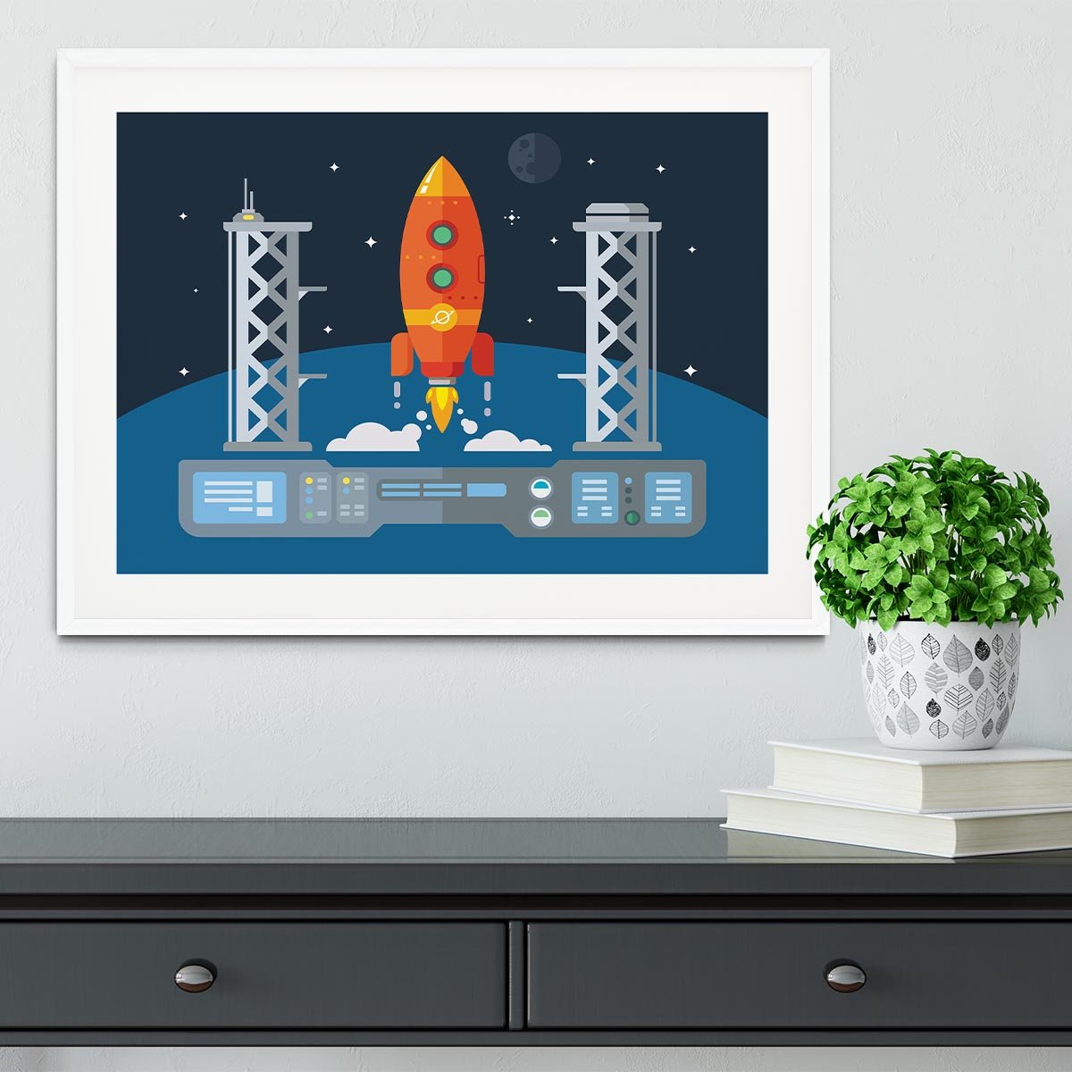 Rocket Startup Flat Desing Concept Framed Print - Canvas Art Rocks - 5