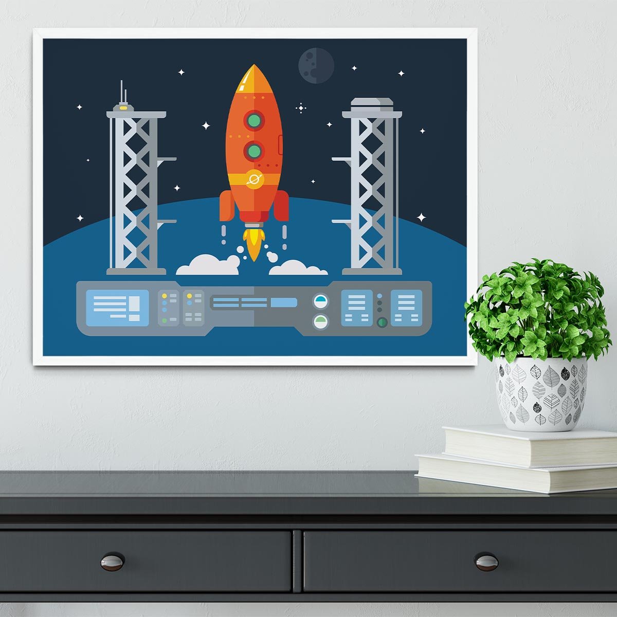 Rocket Startup Flat Desing Concept Framed Print - Canvas Art Rocks -6