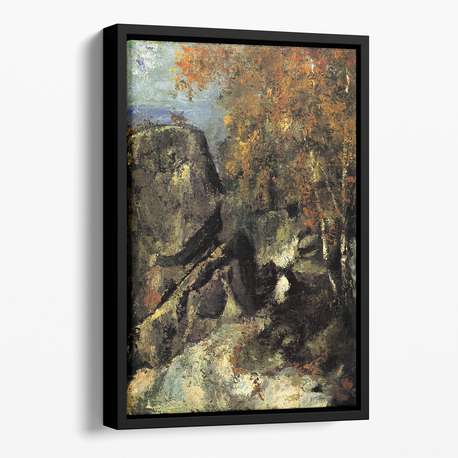 Rocks in Fountanbleu Forest by Cezanne Floating Framed Canvas - Canvas Art Rocks - 1