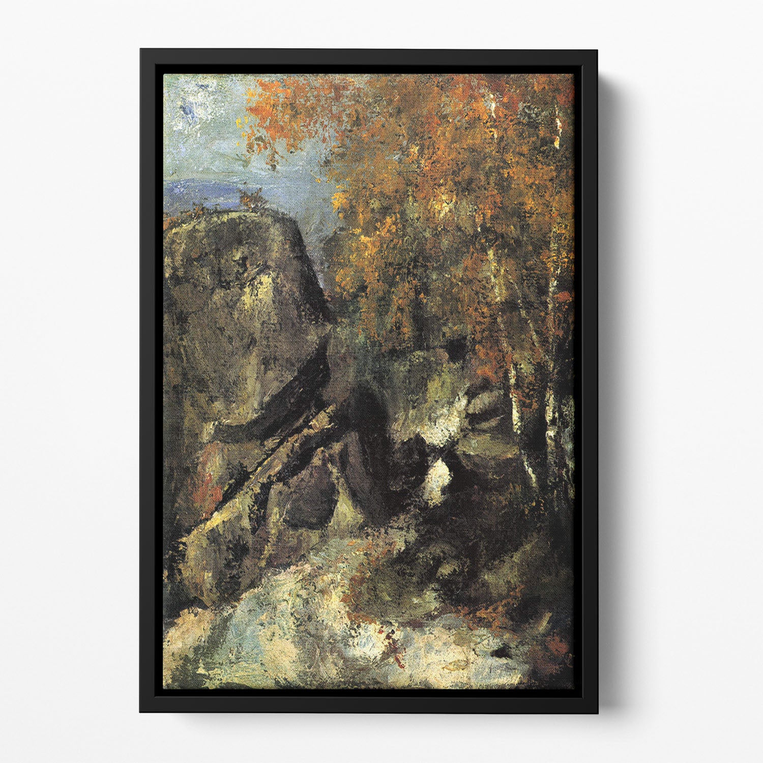 Rocks in Fountanbleu Forest by Cezanne Floating Framed Canvas - Canvas Art Rocks - 2