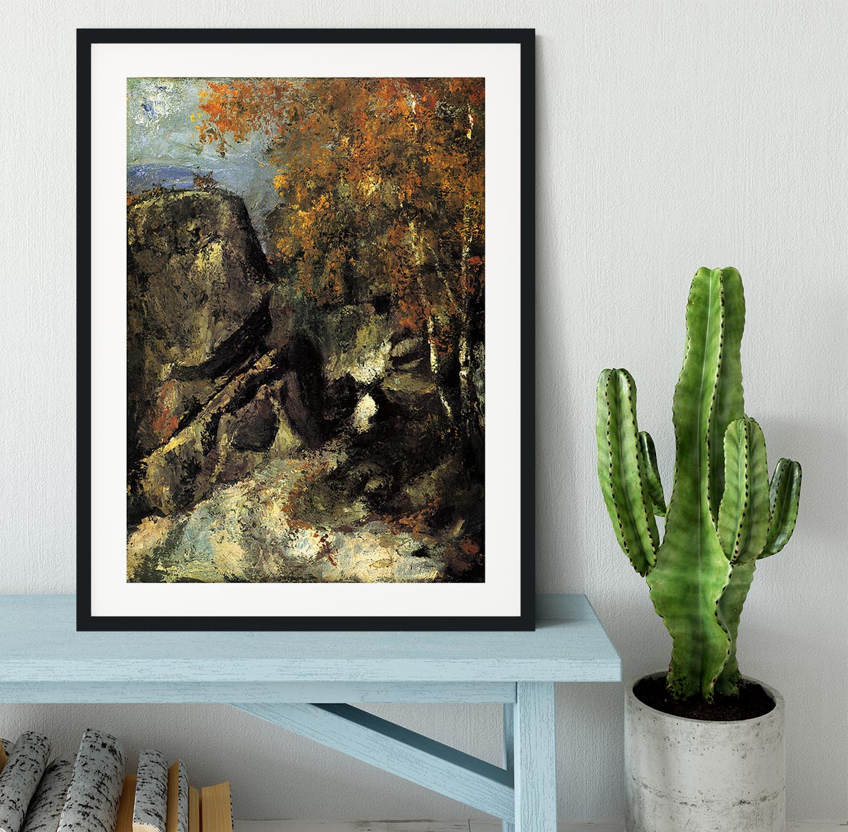 Rocks in Fountanbleu Forest by Cezanne Framed Print - Canvas Art Rocks - 1
