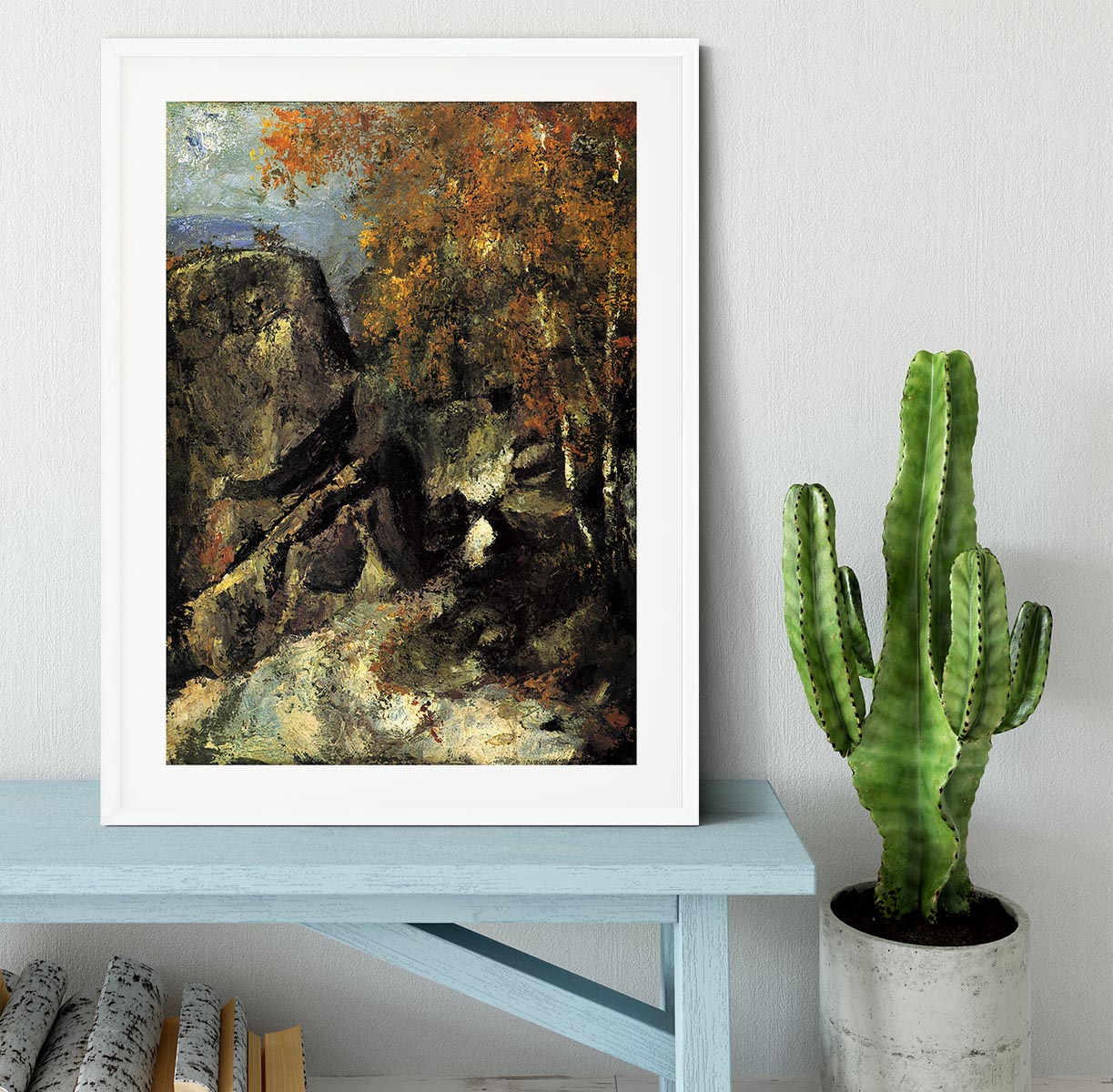 Rocks in Fountanbleu Forest by Cezanne Framed Print - Canvas Art Rocks - 5