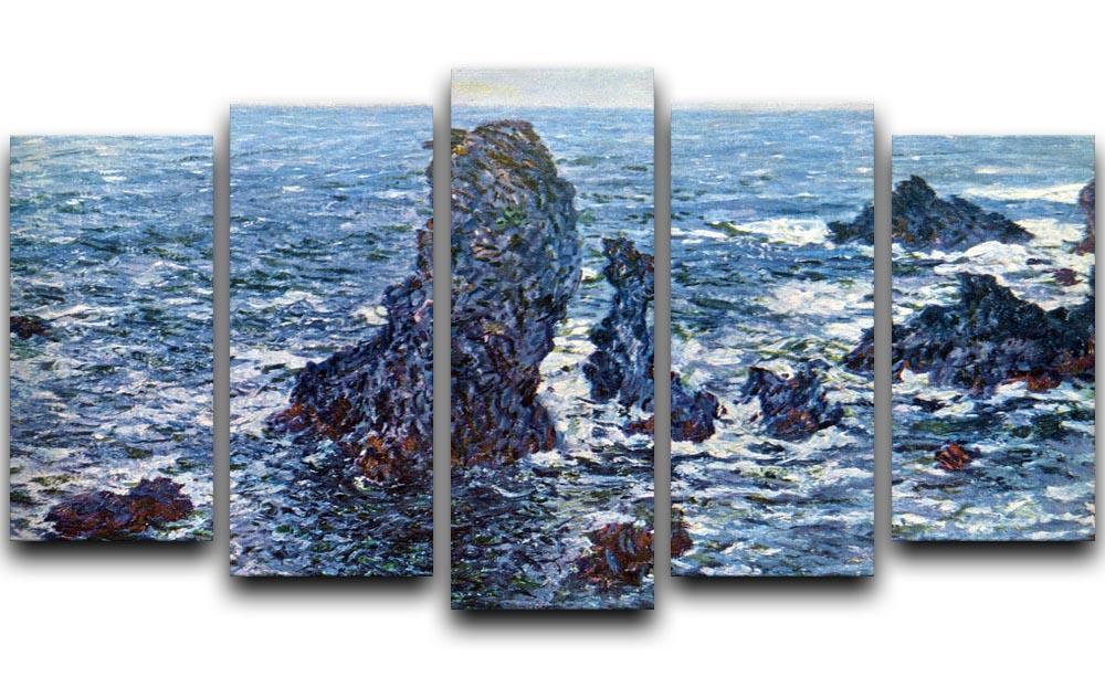 Rocks on Belle Ile The needles of Port Coton by Monet 5 Split Panel Canvas  - Canvas Art Rocks - 1