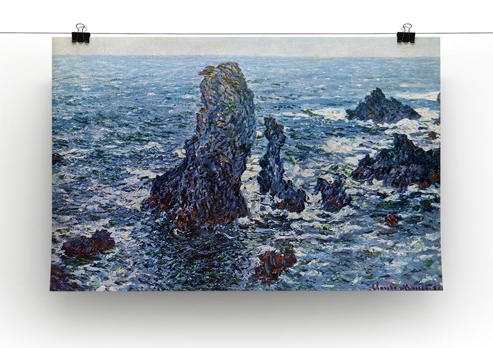 Rocks on Belle Ile The needles of Port Coton by Monet Canvas Print & Poster - Canvas Art Rocks - 2