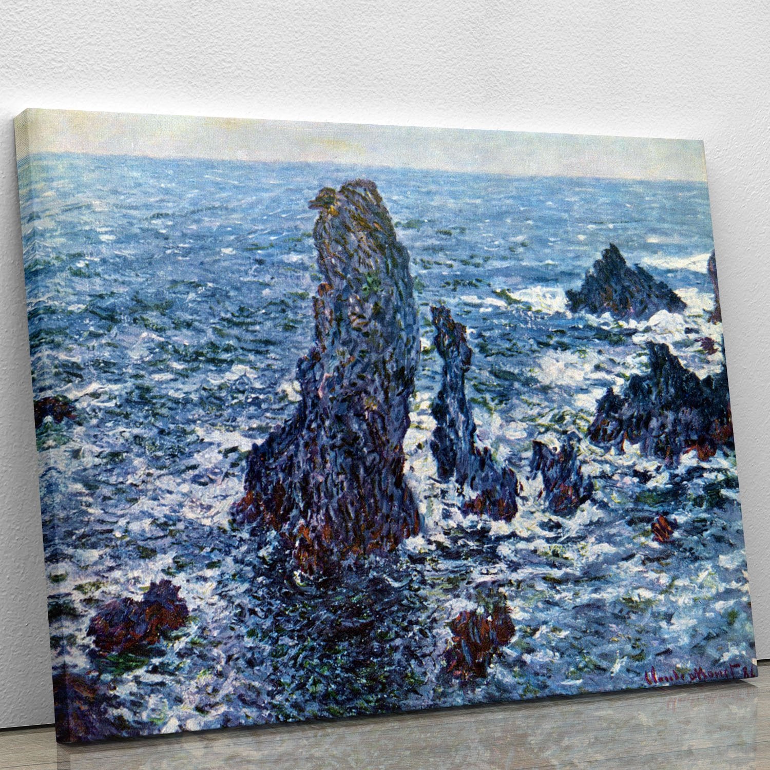 Rocks on Belle Ile The needles of Port Coton by Monet Canvas Print or Poster